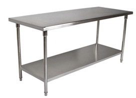 Mesa inox com duas prateleiras